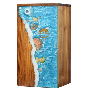 Resin Art Ocean Wave <b>Vase</b> <b>Unique</b> Handmade Decorative Wooden Urn Epoxy Home & Office Memorial Ashes Keepsake Display by AYAANS - Product Image 1