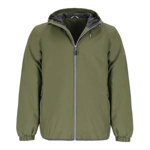 Veste matelassée à capuche pour homme, vert olive, coupe-vent, fermeture éclair, vêtement décontracté pour l'extérieur, coupe régulière, coque en polyester - Product Image 1