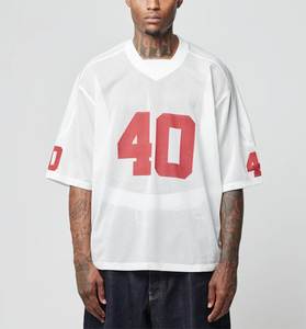 Maillot de football américain rétro en maille polyester de haute qualité, personnalisé OEM, coupe ample et courte, grande taille, été - Product Image 5
