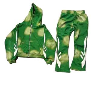 Conjunto de chándal de invierno para hombre con diamantes de imitación personalizados de alta calidad, sudadera de peso pesado de algodón 100%, ropa de calle para correr - Product Image 3