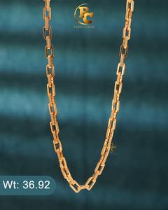 Cadena de oro macizo de 22 quilates para hombre y mujer, collar de eslabones de oro amarillo auténtico, joyería fina para uso diario, regalo unisex - Product Image 1