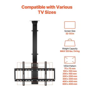 Supporto TV Elettrico Regolabile da Parete per TV da 32-55 Pollici, Supporto TV Motorizzato da Soffitto, Supporto TV Ribaltabile, Supporti e Carrelli per TV - Product Image 3