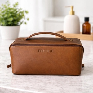 Custom Logo Genuine Leather Toiletry Bag Travel Dopp <b>Kit</b> For Men Waterproof Lining <b>Shaving</b> Bag Bulk Supply B2B TYG-0193 - Product Image 2