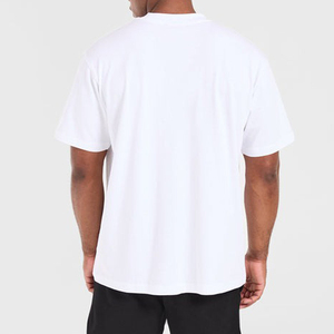 Custom Men's 100% Cotton Breathable 200 Grams High Quality Rib O-neck Blank <b>Drop</b> Shoulder Streetwear Oversize T-shirt - Product Image 4