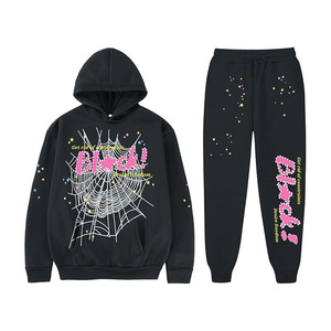 Conjunto de Sudadera con Capucha Estilo Telaraña Y2K, Pantalones Deportivos Casuales, Traje Deportivo de Manga Larga - Product Image 1
