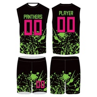Conjunto de Compresión Sublimado 7v7 de los Panthers: Camiseta sin Mangas y Pantalones Cortos, Transpirable, Unisex para Adultos, Todas las Temporadas