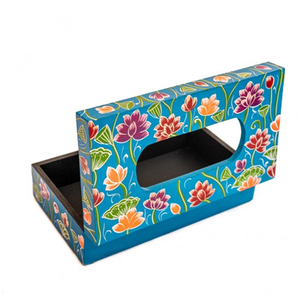 Luxury Floral Printed Wooden Tissue Box Holder For Home Office & <b>Car</b> Use Stylish Napkin Box Dispenser For <b>Table</b> Top Accessories - Product Image 3
