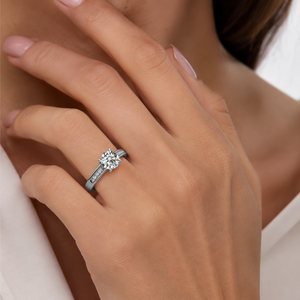 Vintage 14K White Gold Diamond Cluster Ring | Brilliant Cut Four Prong Engagement Ring | Rhodium Plated Fine Jewelry for Women - Product Image 2