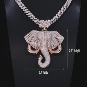 Colgante de elefante realista estilo hip hop, plata S925, moissanita personalizada de gran tamaño, corte brillante redondo certificado IGI para hombre - Product Image 5