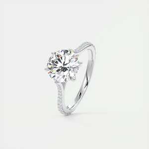 แหวนหมั้นเพชรทรงกลม 2.35 กะรัต เพชรเลี้ยงในห้องปฏิบัติการ ดีไซน์ Cathedral Royale Pavé Floral Basket ประดับเพชรแบบ Graduated Pave หกขา - Product Image 2