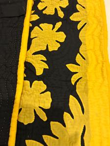 New Arrival 2026 Designer Handmade Black And <b>Yellow</b> Classy And Trendy Style 100% Cotton Material Hawaiian Quilts For Home's - Product Image 3