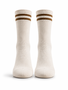 White Crew Woven Eco-Friendly Breathable Sports Socks with Black Stripe for Running Basketball Soccer Football Training Youth - Product Image 2