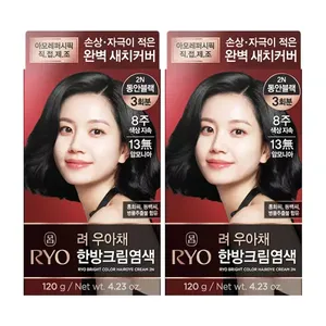 Ryo Uachae Stylish Gray Fish Cream Dark Brown Temporary <b>Foam</b> Hair Color 2N <b>Model</b> 8800283664911 (120G*2) - Product Image 1
