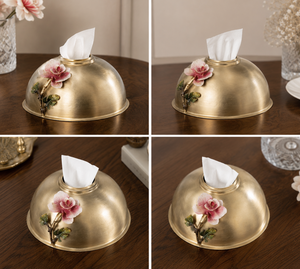 Boîte à mouchoirs décorative de luxe en métal avec motif perroquet, distributeur de serviettes florales, couvercle de boîte à mouchoirs de table pour la décoration intérieure - Product Image 2