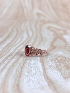 Handmade <b>Garnet</b> <b>Silver</b> Leaf <b>Ring</b> 925 Sterling <b>Silver</b> 14K Gold Plated Boho Twig Promise <b>Ring</b> For Women - Product Image 3