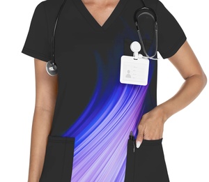 Blouses médicales pour femmes inspirées des créations de designers, avec des motifs colorés et vifs, pour un uniforme médical élégant et fonctionnel - Product Image 2