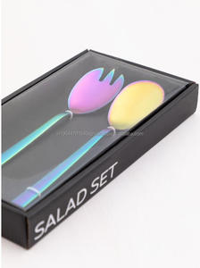 Premium Set of 2 Rainbow Stainless Steel <b>Salad</b> Serving Spoon and Fork Premium Kitchen Metal <b>Salad</b> <b>Tools</b> - Product Image 5