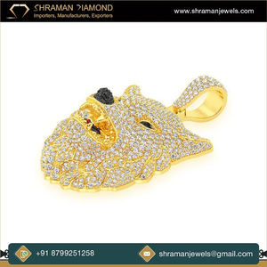 Collar de Plata 925 con Baño de Rodio y Diamantes Cultivados en Laboratorio, Diseño de Cabeza de Lobo, Estilo Hip Hop para Hombre, Ideal para Fiestas - Product Image 3