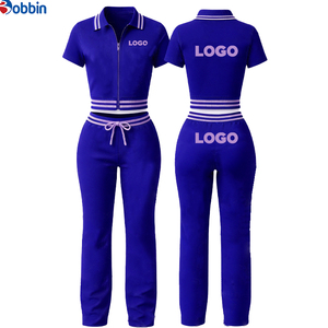 เสื้อโปโลคุณภาพสูงพร้อมซิป กางเกงขาสั้นและกางเกงขายาว ชุดเซ็ต 2 ชิ้นสำหรับผู้หญิง รับผลิตเสื้อผ้าพร้อมปักโลโก้ตามแบบ - Product Image 4