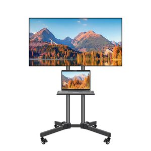 Carrello TV Regolabile in Altezza per Schermi 32-65 Pollici, Supporto Mobile per TV LCD LED con Ruote, Stand per TV a Schermo Piatto e Curvo, Supporto per Laptop - Product Image 1