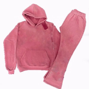 Conjunto de Sudadera con Capucha y Pantalones Deportivos de Felpa Azul Sólido para Hombre, Talla Grande, Ropa Casual de Otoño, 100% Algodón Tejido - Product Image 5