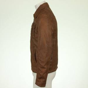 Chaqueta de Cuero Genuino para Hombre, Cuello Alto, Impermeable, Ecológica, de Alta Calidad, con Cierre y Manga Larga, Venta al Por Mayor - Product Image 3