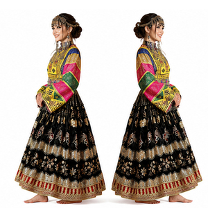Vestido Afgano Kuchi de Chifón para Mujer, Bordado, Largo hasta el Suelo, Costura Tradicional, Lavable, Hecho a Mano, Vestidos Culturales Afganos - Product Image 3