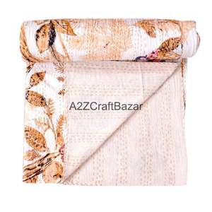 Colcha india 100% algodón, acolchada, hecha a mano, vintage, Kantha, bordada, ecológica, orgánica, para hotel - Product Image 1