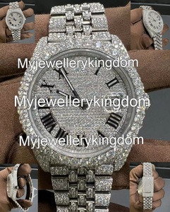 Montre mécanique pour homme personnalisée avec boîtier rond, résistance à l'eau 10 bars, bracelet en acier inoxydable, diamants Moissanite VVS, fabrication artisanale - Product Image 5