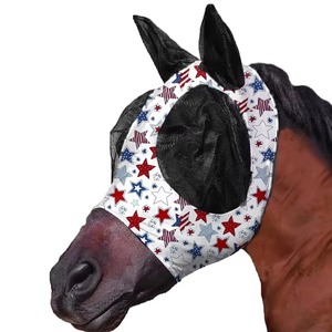 Masque anti-mouches en cuir véritable pour chevaux, protection estivale, maille respirante, protection UV, design doux pour les oreilles et le nez, pour l'équitation - Product Image 1