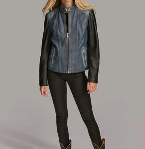 Women Stylish <b>Leather</b> Jacket PU Slim Fit Biker Style Zip Up <b>Short</b> Coat Fashion Wear Comfortable Outerwear - Product Image 3