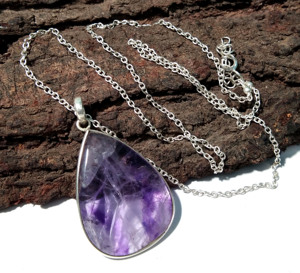 Pendentif en améthyste naturelle en forme de larme, violet, plaqué or 18 carats, style bohème, collier en argent sterling 925 fait main - Product Image 6