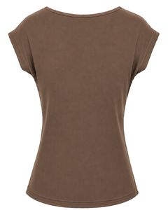 Custom Coffee Brown Women Casual T Shirt Floral Ring Neck Short Sleeve Summer Fashion Soft Stretch Ladies Tee Blouse <b>Top</b> Wear - Product Image 2