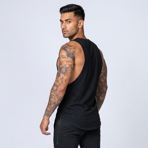 Customizable Breathable Cotton/Bamboo Fiber Tie-Dye Sporty <b>Mens</b> Rib-knit Tank <b>Top</b> Sleeveless Undershirt Crew Neck Singlet <b>Muscle</b> - Product Image 2