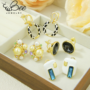 Bold Fashion America Style 14K Gold Plated <b>Crystal</b> Drop <b>Earrings</b> High Quality Irregular Unique Hoop <b>Earring</b> For Bulk Sale - Product Image 6