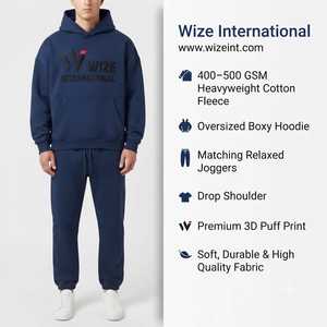 Survêtement Homme Oversize Streetwear en Polyester/Coton Lourd, Conception Personnalisée OEM, Motifs Imprimés Strass, Vente en Gros - Product Image 6