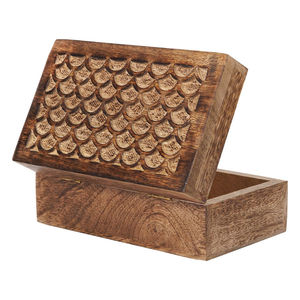 Rustic Wooden Engraving Decorative Storage <b>Box</b> With Hinged Lid For Jewelry <b>Keepsake</b> Vanity Organizer For Home decor Wedding Gift - Product Image 4
