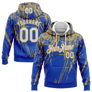 Wholesale OMMIZ INDUSTRY Custom Stitched <b>Thunder</b> Blue White-Old Gold 3D Splash Grunge Art Sports Pullover Sweatshirt Hoodie - Product Image 1