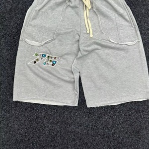 Pantalones Cortos Bermuda de Punto para Hombre, Color Gris, de Algodón, con Cordón Ajustable, Cintura Media, Casuales, Antiarrugas, con Pedrería - Product Image 5