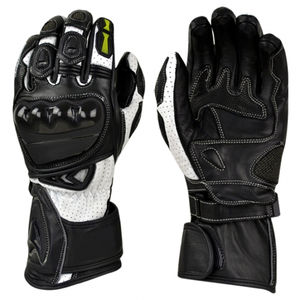 Gants de moto vintage en cuir véritable à doigts entiers avec protection en caoutchouc et compatibles écran tactile - Product Image 2