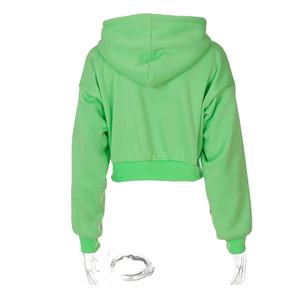 Sudadera corta con capucha y cremallera con estampado de cordón para mujer, suéter deportivo informal de invierno 2025 - Product Image 4