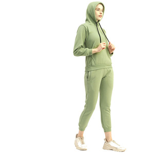 Ensemble de survêtement décontracté élégant pour femme, sweat à capuche et pantalon de jogging en mélange de coton doux, tenue 2 pièces pour la mode en plein air - Product Image 3