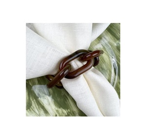 Modern <b>Amber</b> Geometric Chain Link Resin Napkin <b>Rings</b> Brown Table Decor - Product Image 5