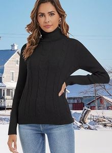 <b>Women</b> <b>Cable</b> <b>Knit</b> Turtleneck <b>Sweater</b> Ribbed High Neck Long Sleeve Pullover Knitwear Casual Winter Jumper Wholesale - Product Image 3