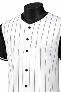 Custom White Pinstripe Baseball Jersey Black <b>Raglan</b> Sleeve Button Up Baseball Shirt Blank Plain Team Uniform <b>Top</b> Breathable - Product Image 3