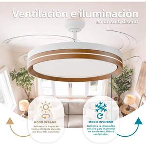 Ventilador de Techo LED de 50 cm con Control Remoto y Aplicación, Motor DC, 66 W 8280 LM, Temporizador, 6 Velocidades, 4 Aspas Retráctiles, 3 - Product Image 5