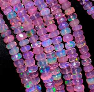 Cuentas facetadas de ópalo rosa etíope natural para la fabricación de joyas, proveedor mayorista, venta al por mayor, comercio global B2B, piedras preciosas - Product Image 1