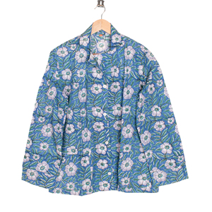 ชุดนอนผ้าฝ้ายพิมพ์ลายดอกไม้ คอปกพับได้ สวมใส่สบาย สำหรับผู้หญิง - Product Image 3
