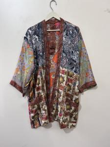 Kimono Corto de Verano, Bata de Dormir, Kimono Vintage de Seda Suave, Kimono para Dormir - Product Image 6