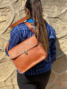 Bolso clásico de cuero de cabra marrón Unisex de moda, bolso cruzado de cuero Real de 9 ", bolsos de mensajero personalizados - Product Image 4